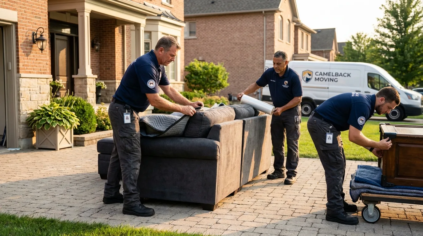 Large estate moving crew wrapping furniture in Lorena, TX